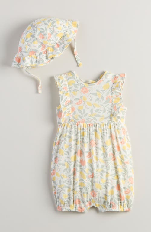 Nordstrom Ruffle Romper & Hat Set In White