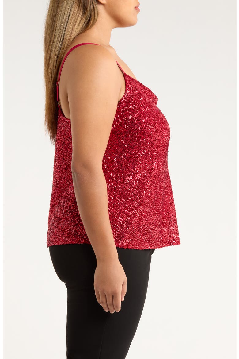 Sequin Cowl Neck Camisole, Alternate, color, CLARET