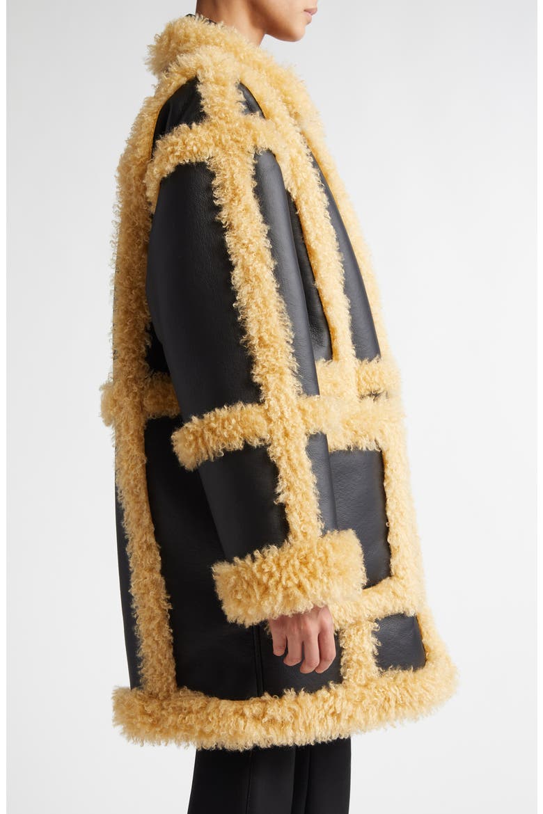 Hadlee Faux Leather & Faux Shearling Coat, Alternate, color, BLACK/ LIGHT CARAMEL