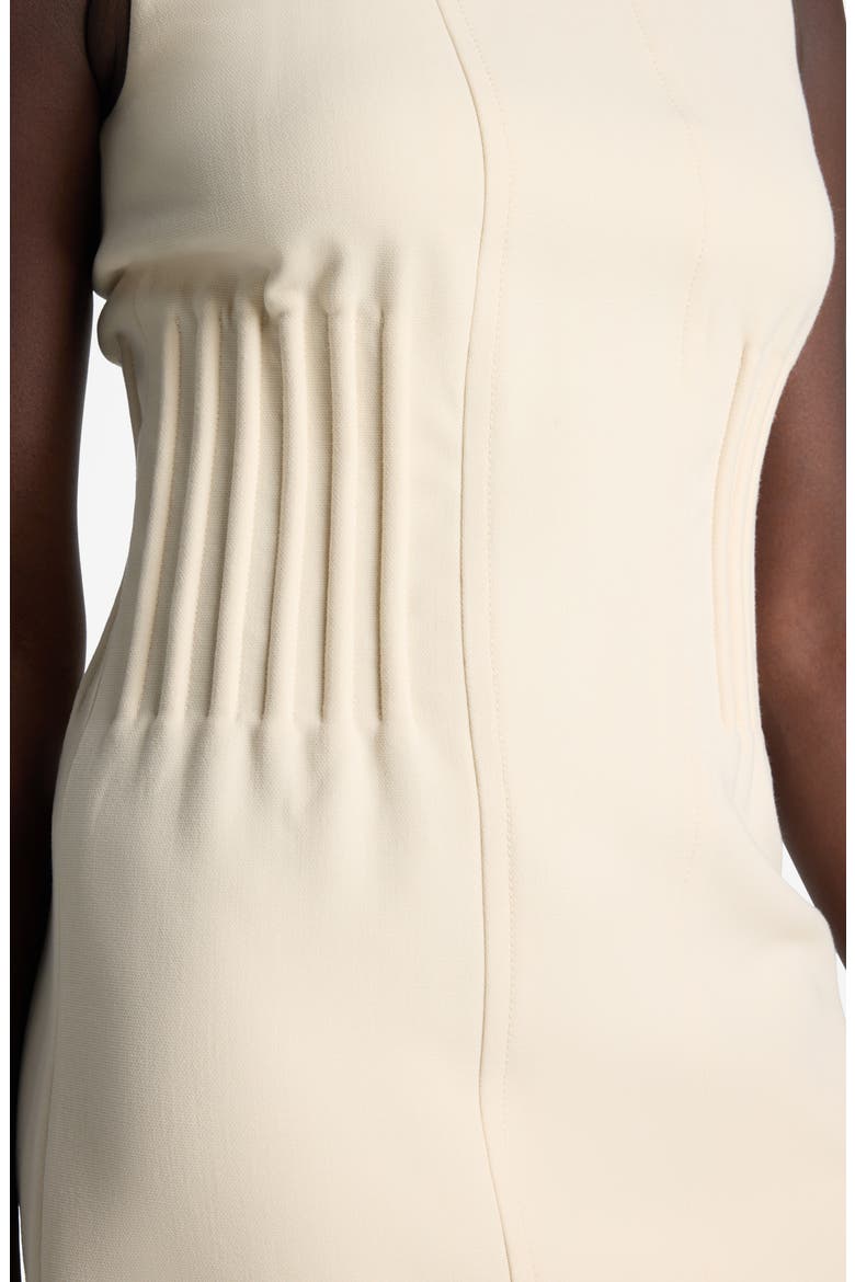 Corset Waist Sleeveless Stretch Crepe Shift Dress, Alternate, color, ECRU