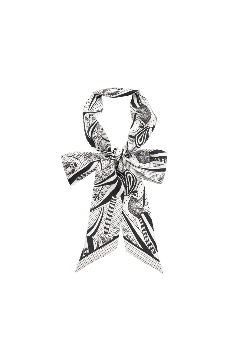 Lost Pattern "Madagascar" Silk Skinny Scarf, Main, color, Black And White