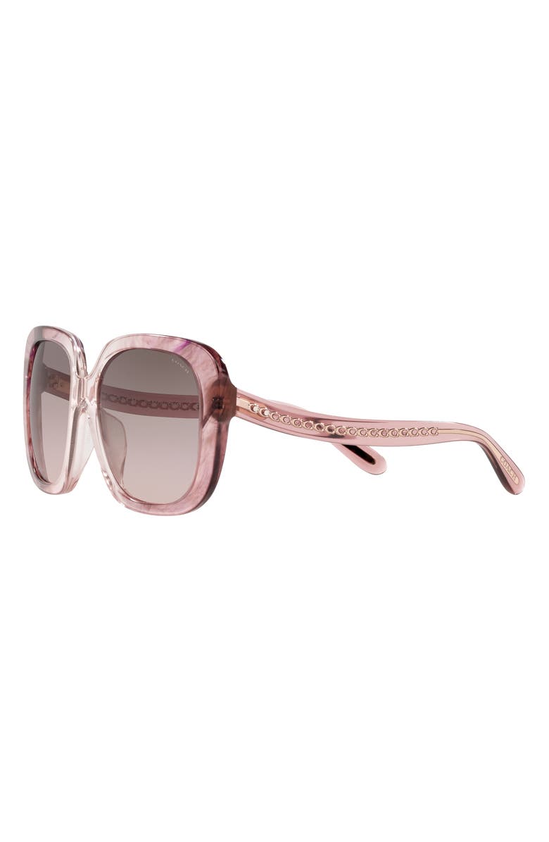 COACH 56mm Square Sunglasses, Alternate, color, Transparent Pink