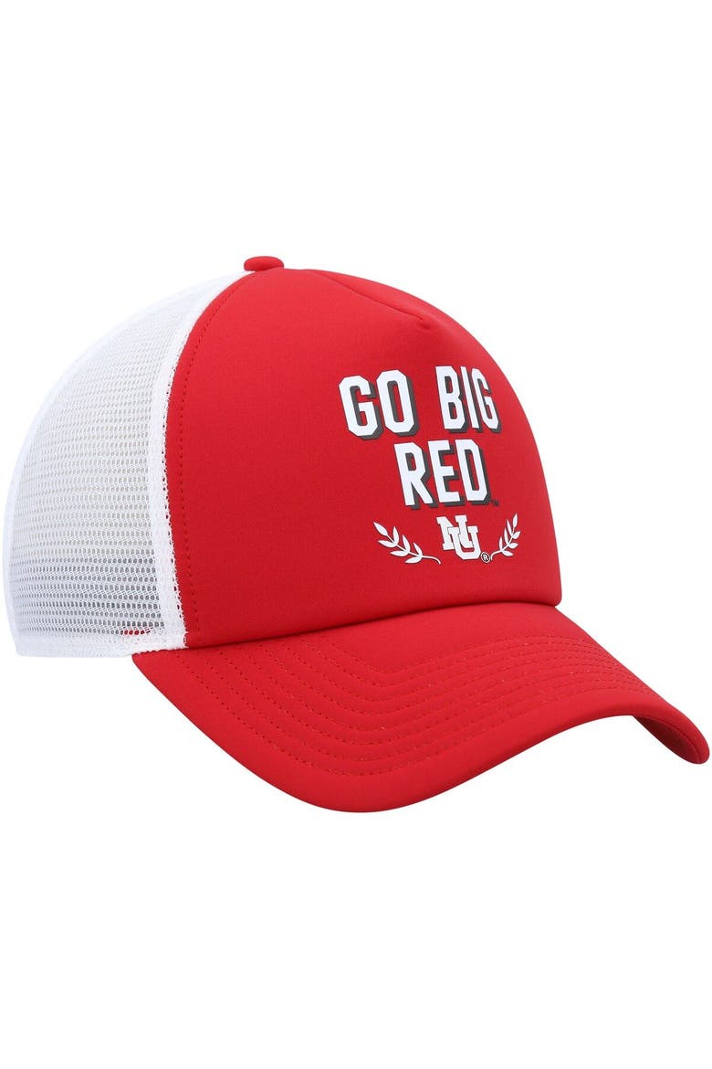 Men's adidas Scarlet Nebraska Huskers Phrase Foam Front Trucker Adjustable Hat, Alternate, color, Scarlet