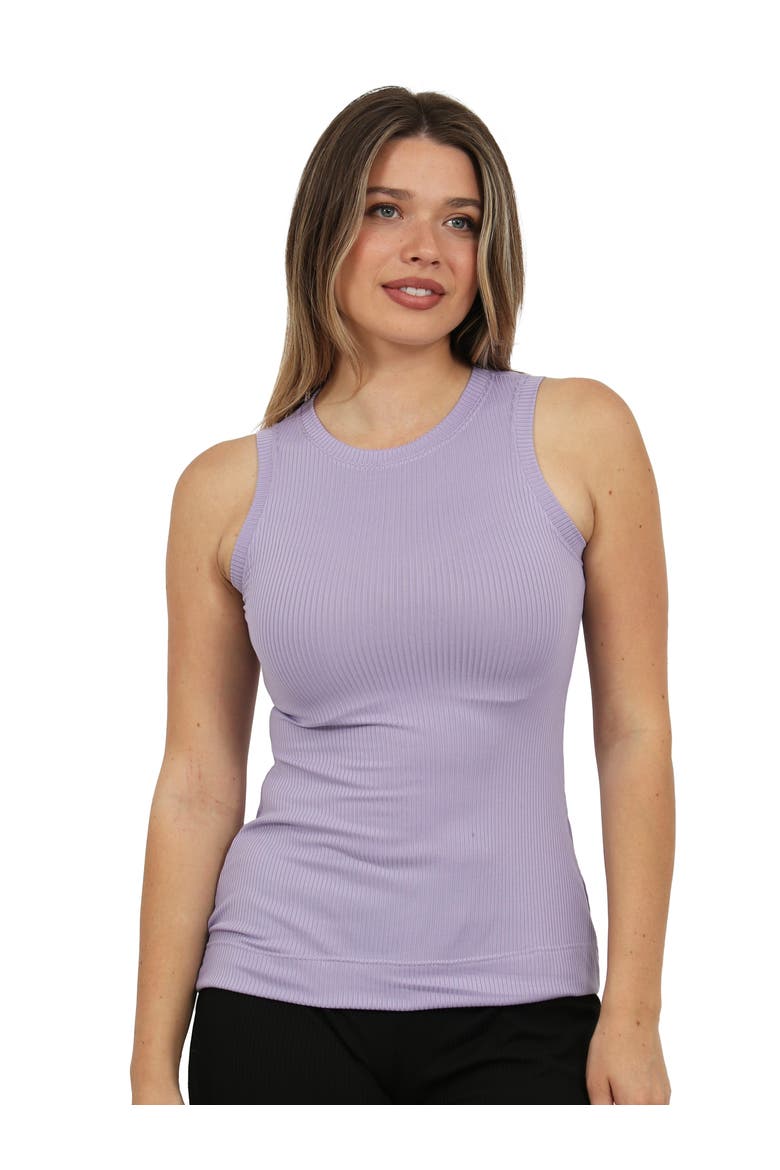 Womens Basic Ribbed Knit Round Neck Sleeveless Tank Top, Main, color, Lilac