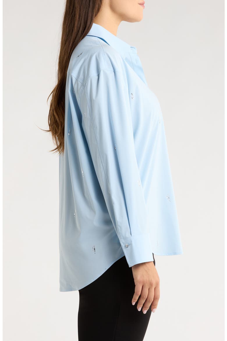 Skye Crystal Embellished Button-Up Shirt, Alternate, color, BLUE BELLE