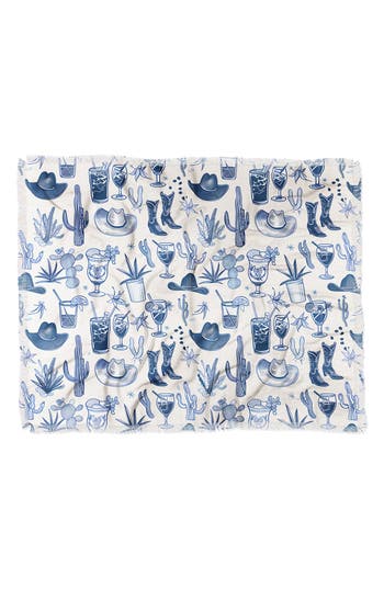 Deny Designs Fringe Trim Throw Blanket In Blue