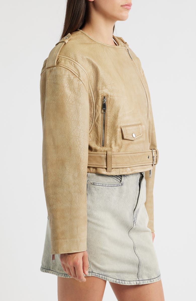 BOSS Orange Sadora Leather Biker Jacket, Alternate, color, 