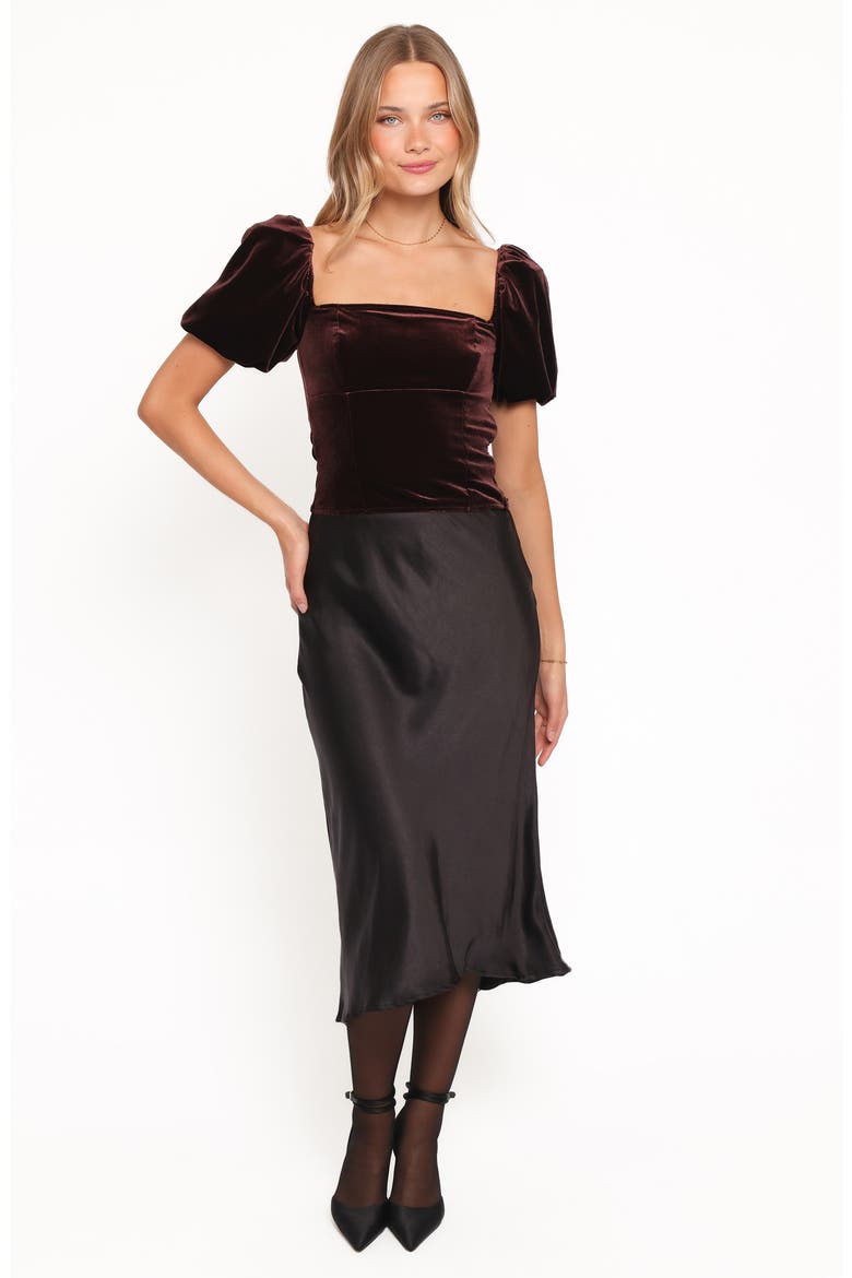 Elyria Velvet Puff Sleeve Top, Alternate, color, CHOCOLATE