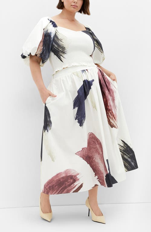 Shop City Chic Alisha Cotton A-line Maxi Skirt In Geo Muse