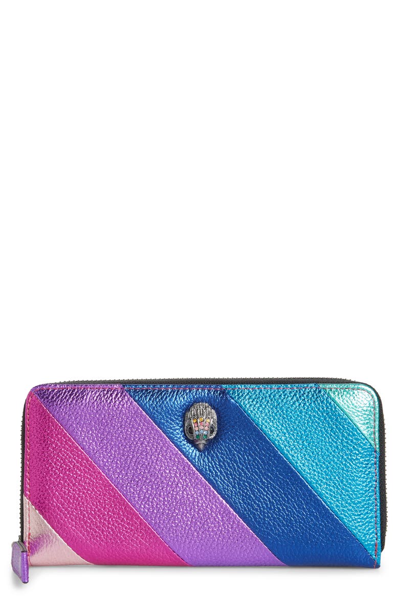Kurt Geiger London Rainbow Shop Eagle Stripe Leather Zip Around Wallet, Main, color, Open Miscellaneous