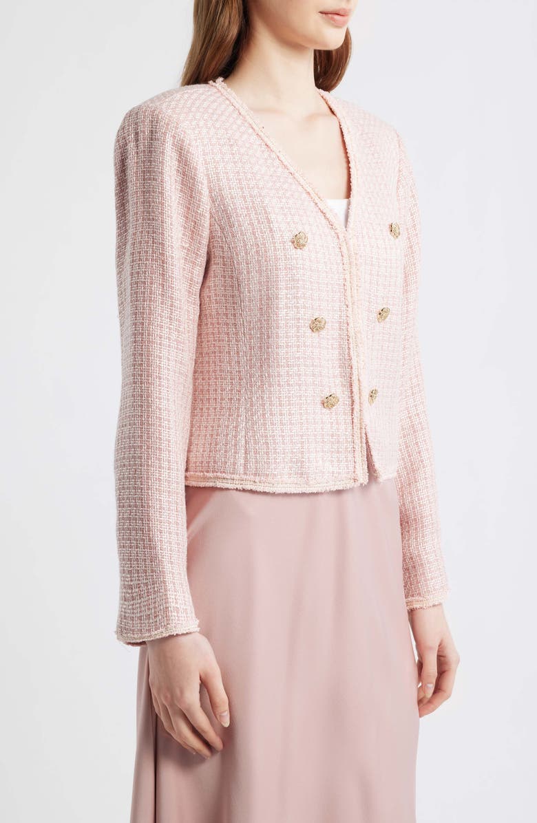Tahari ASL Bouclé Jacket, Alternate, color, Slipper Pink