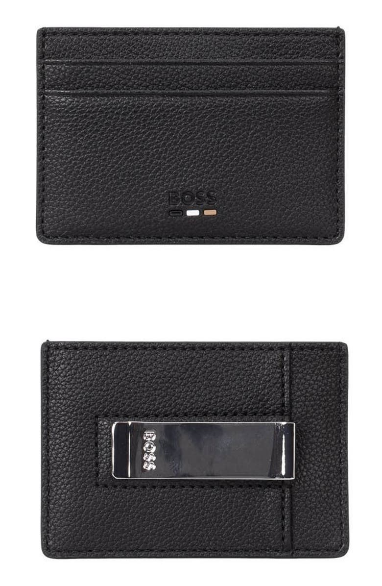 BOSS Ray Faux Leather Money Clip Card Case, Main, color, Blk