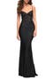 Jewel Tone Jersey Gown with Sheer Lace Bodice