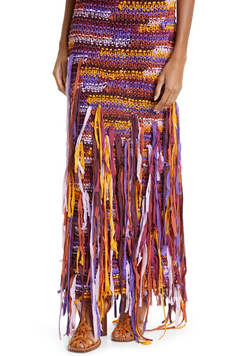 Ulla Johnson Emmalina Crochet Fringe Cotton & Silk Maxi Dress, Alternate, color, 