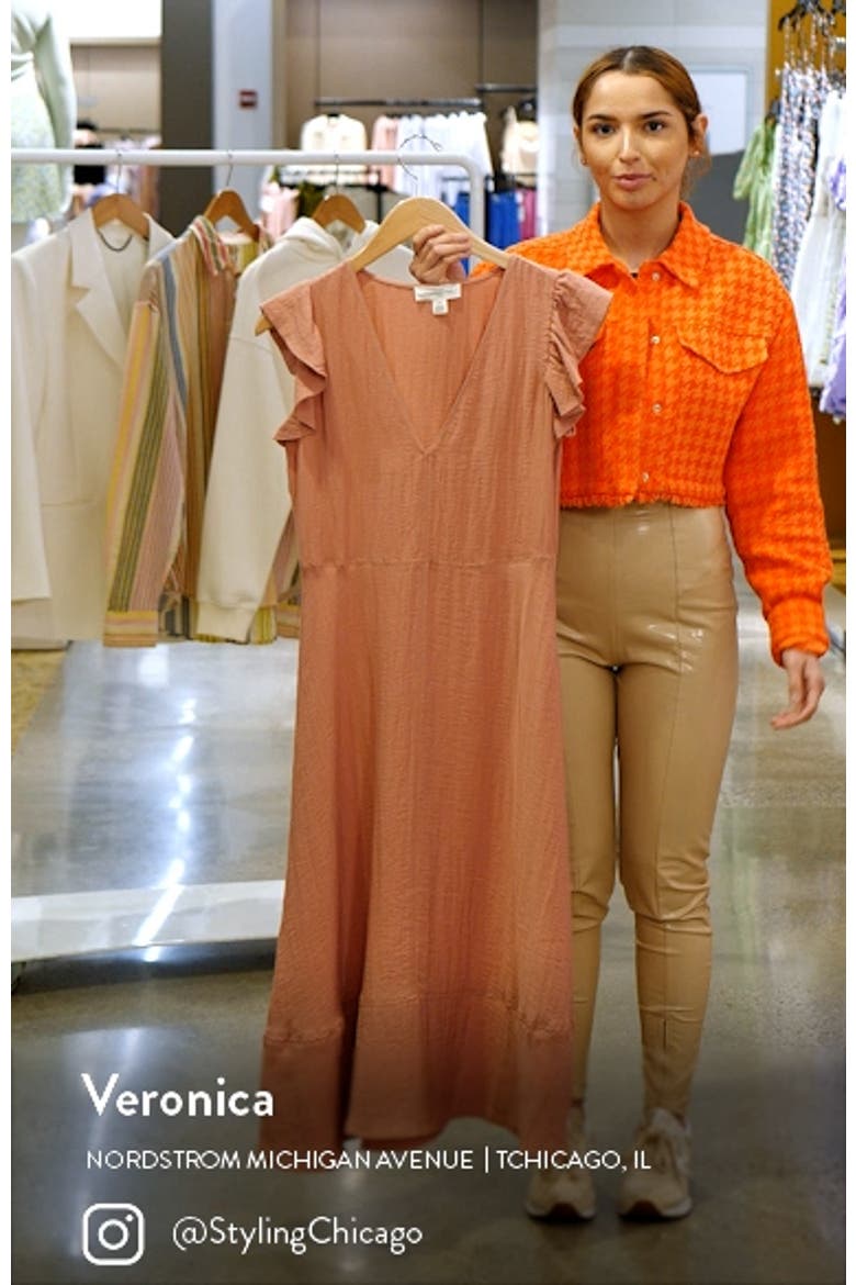 Flutter Sleeve V-Neck Midi Dress video