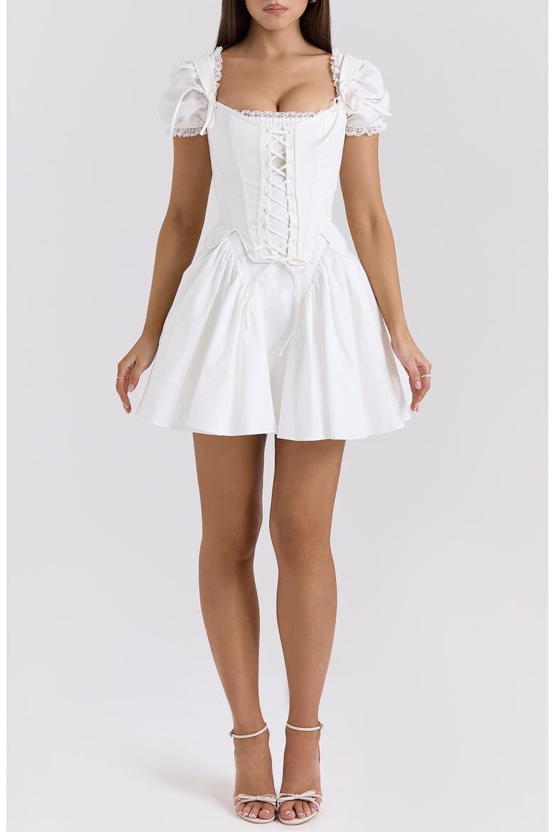 Lili B Puff Sleeve Minidress, Main, color, CLOUD DANCER