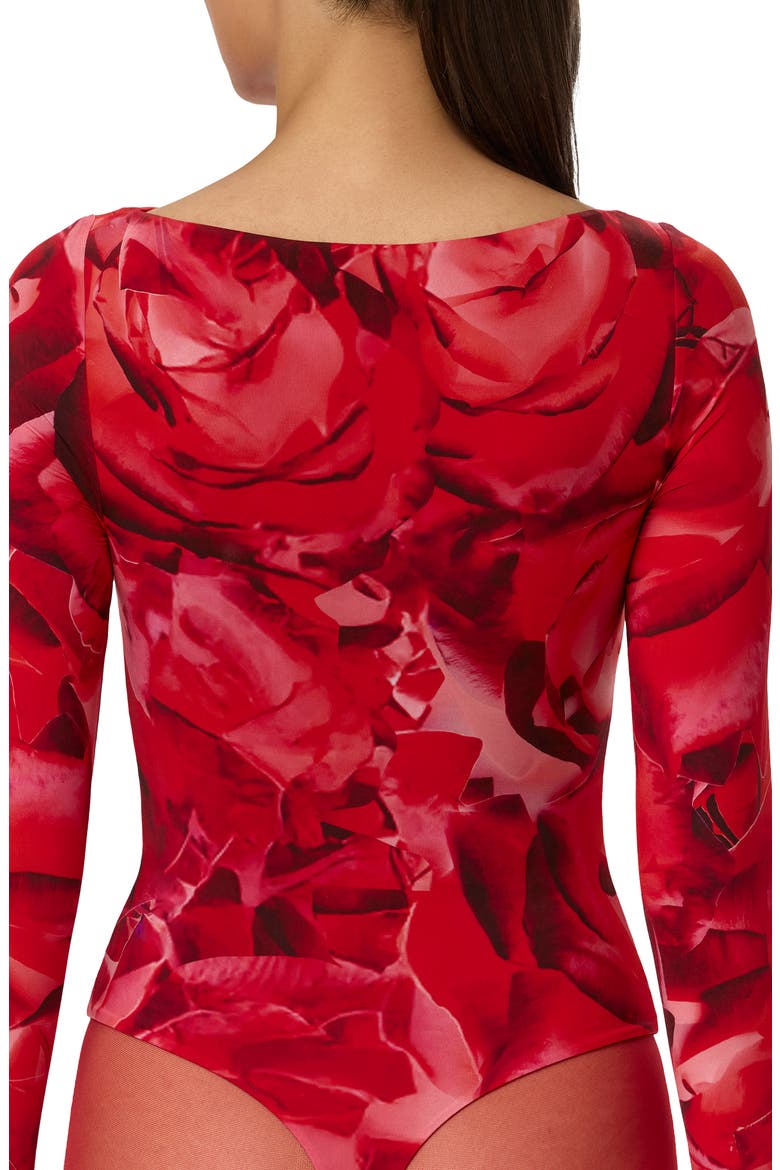 Bare Print Bodysuit, Alternate, color, ROUGE ROSE