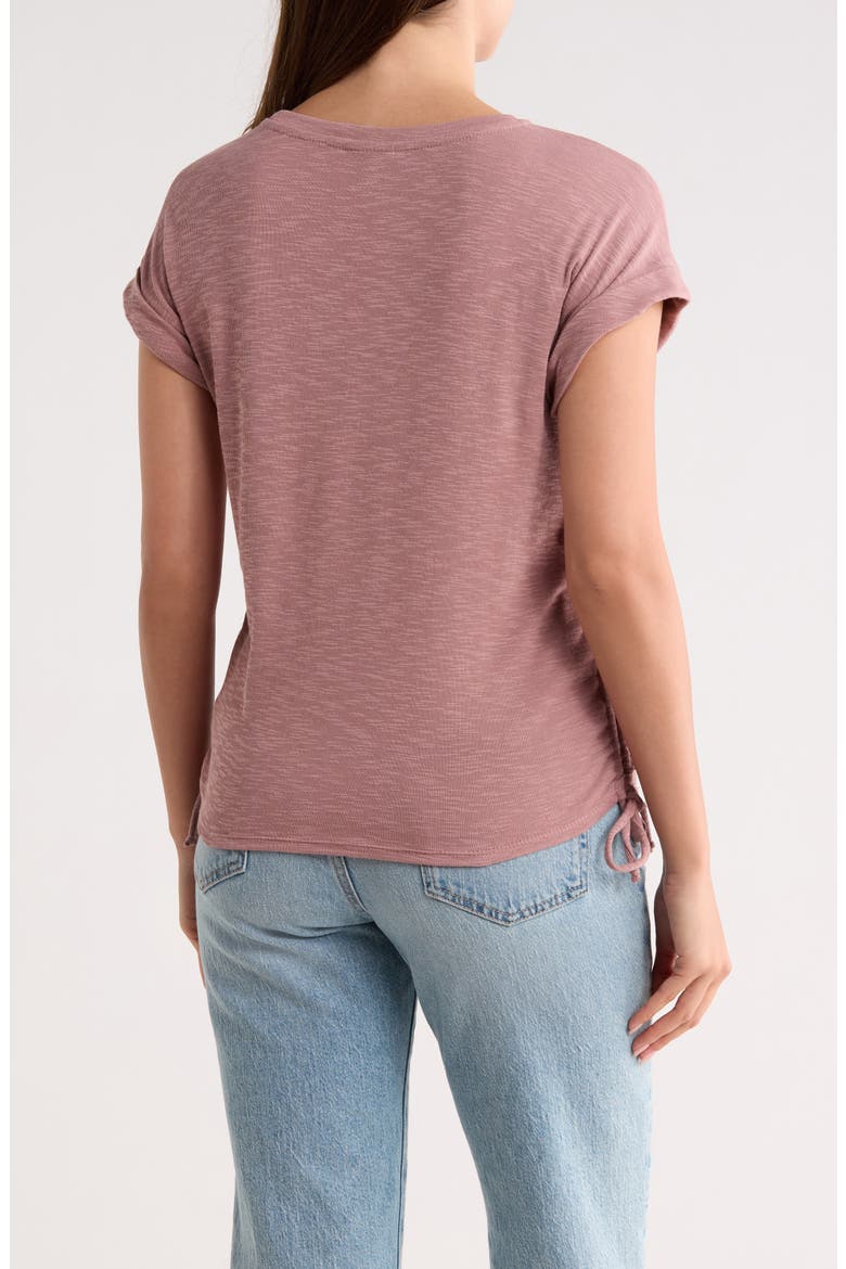 Shirred Side Tie T-Shirt, Alternate, color, ROSE BROWN