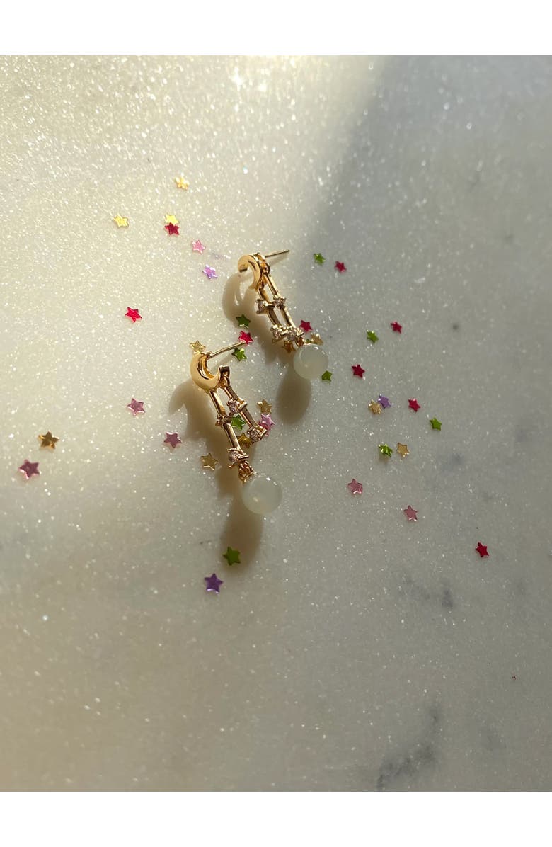 seree Twinkle Moon and star drop earrings, Alternate, color, Light Green