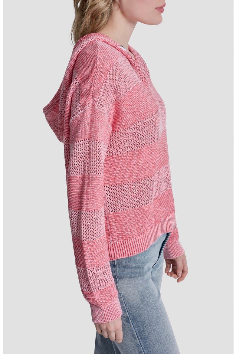 Pointelle Stripe Hooded Sweater, Alternate, color, SUNKISSED
