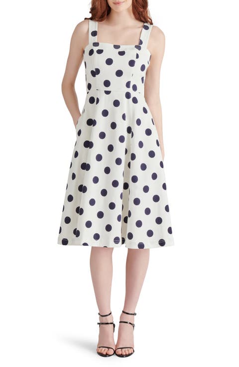 Dolly Polka Dot Stretch Cotton Midi Dress