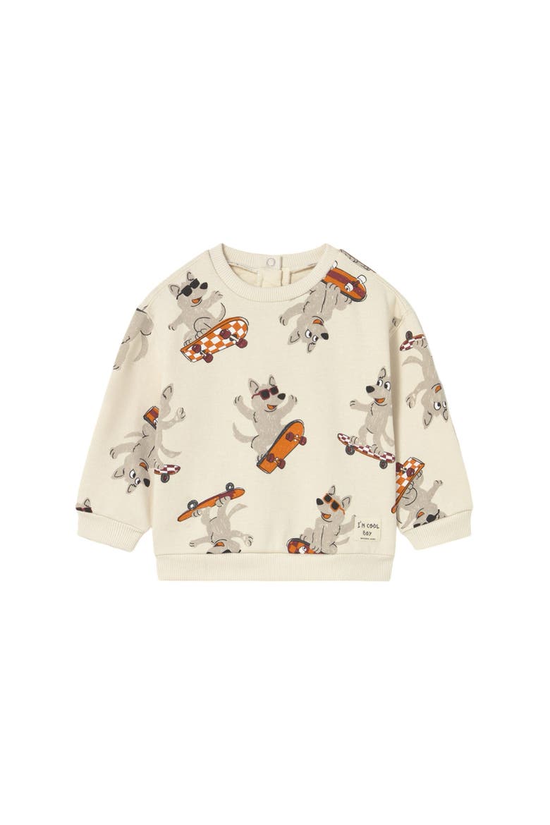 Printed Sweatshirt, Main, color, Cream