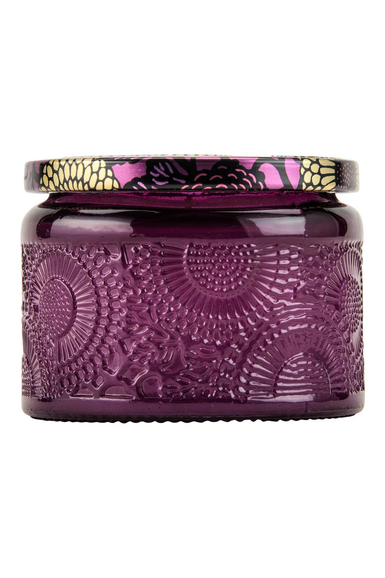 Japonica Santiago Huckleberry Petite Embossed Glass Jar Candle, Alternate, color, NO COLOR