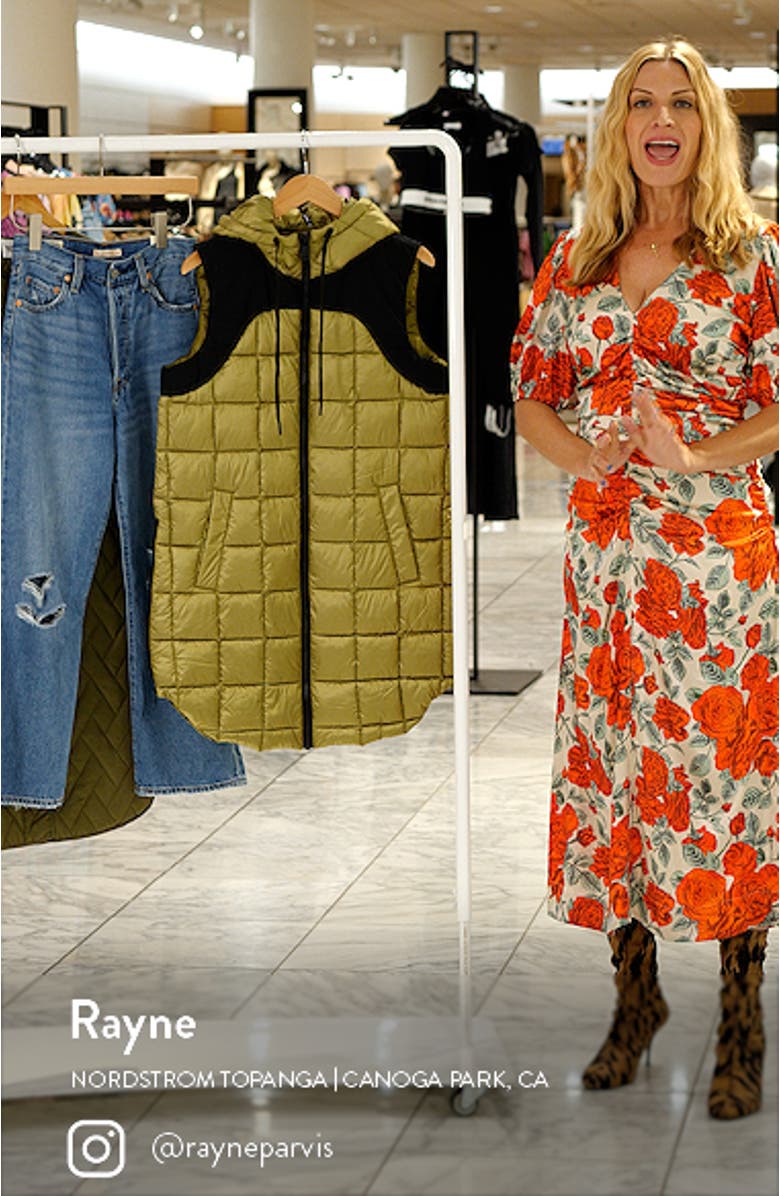 Box Quilt Long Hooded Vest, sales video thumbnail