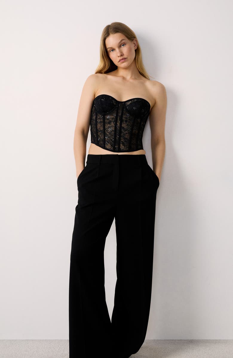 Etam Inattendue Embroidered Underwire Corset, Alternate, color, Black