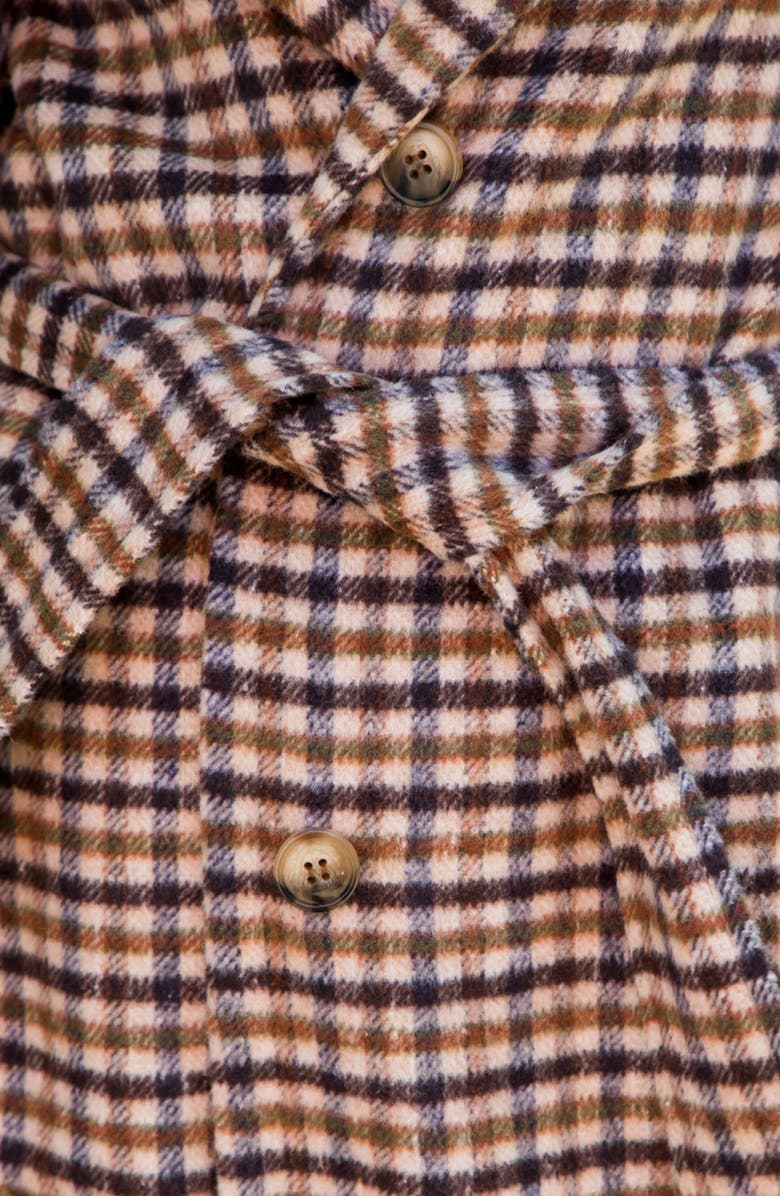 Stoosh Tie Waist Longline Coat, Alternate, color, Tan Mix