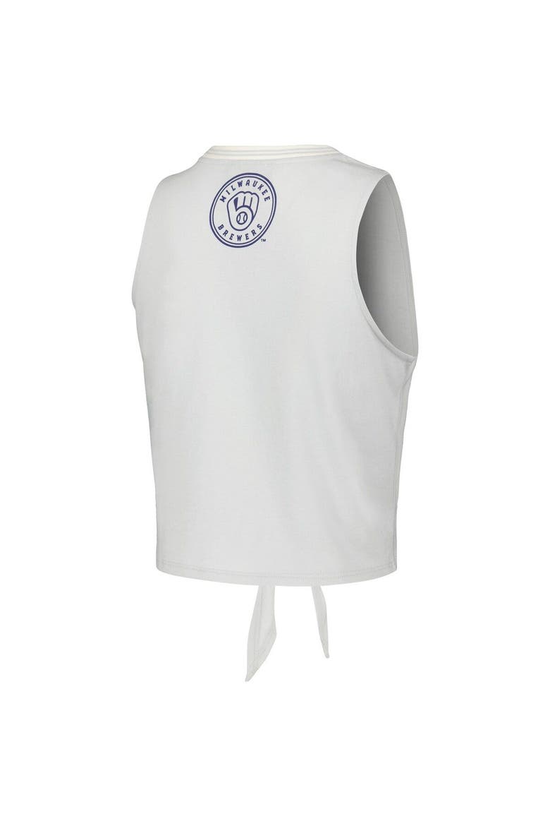 Women's The Wild Collective White Milwaukee Brewers Twisted Tie Front Tank Top, Alternate, color, White