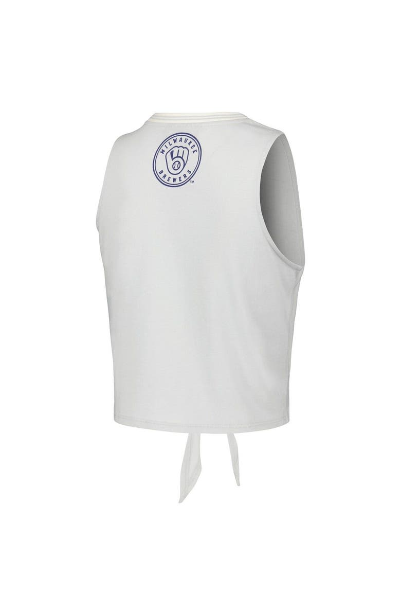 THE WILD COLLECTIVE Women's The Wild Collective White Milwaukee Brewers Twisted Tie Front Tank Top, Alternate, color, White