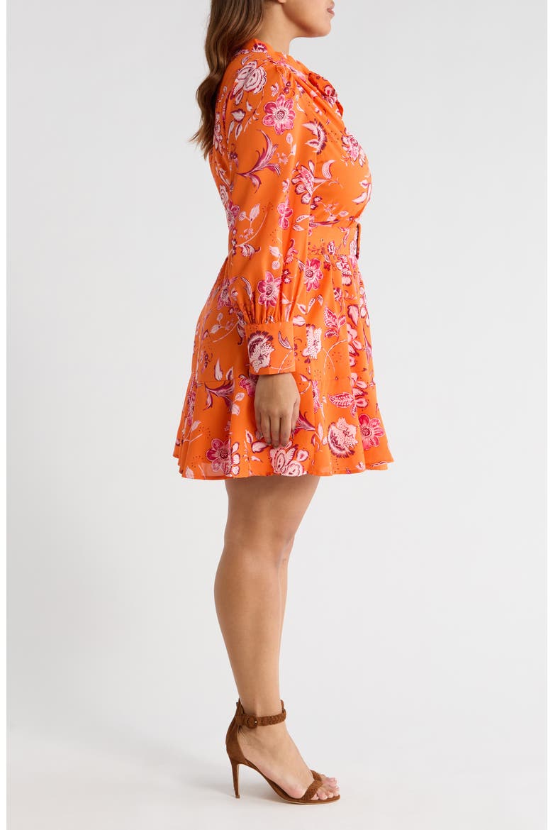Cosmo Floral Long Sleeve Shirtdress, Alternate, color, ORANGE-MULTI