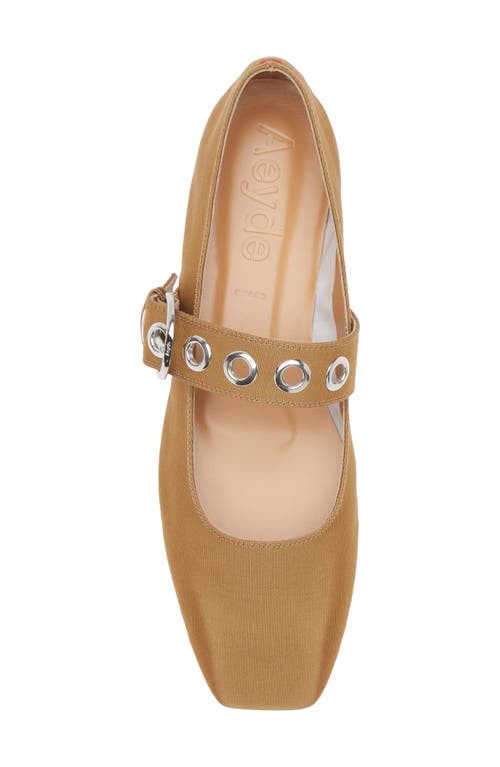 Aeyde Uma Embellished Grosgrain Mary Jane Ballet Flats In Caramel