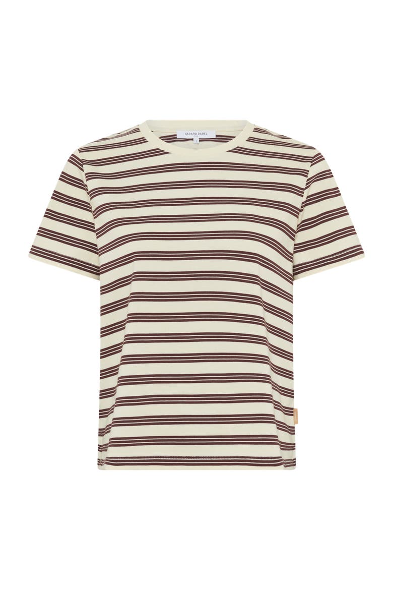Maysane Crew Neck Striped T-Shirt, Alternate, color, Brown
