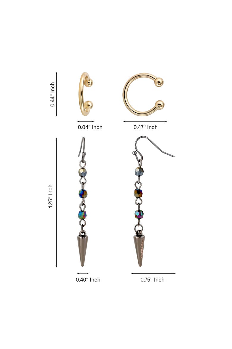 Rumi Ear Cuff and Drop Earrings Set Official License, Gold-Tone Cuffs and Black Earrings, K-Pop Gifts, Alternate, color, Gold-Tone