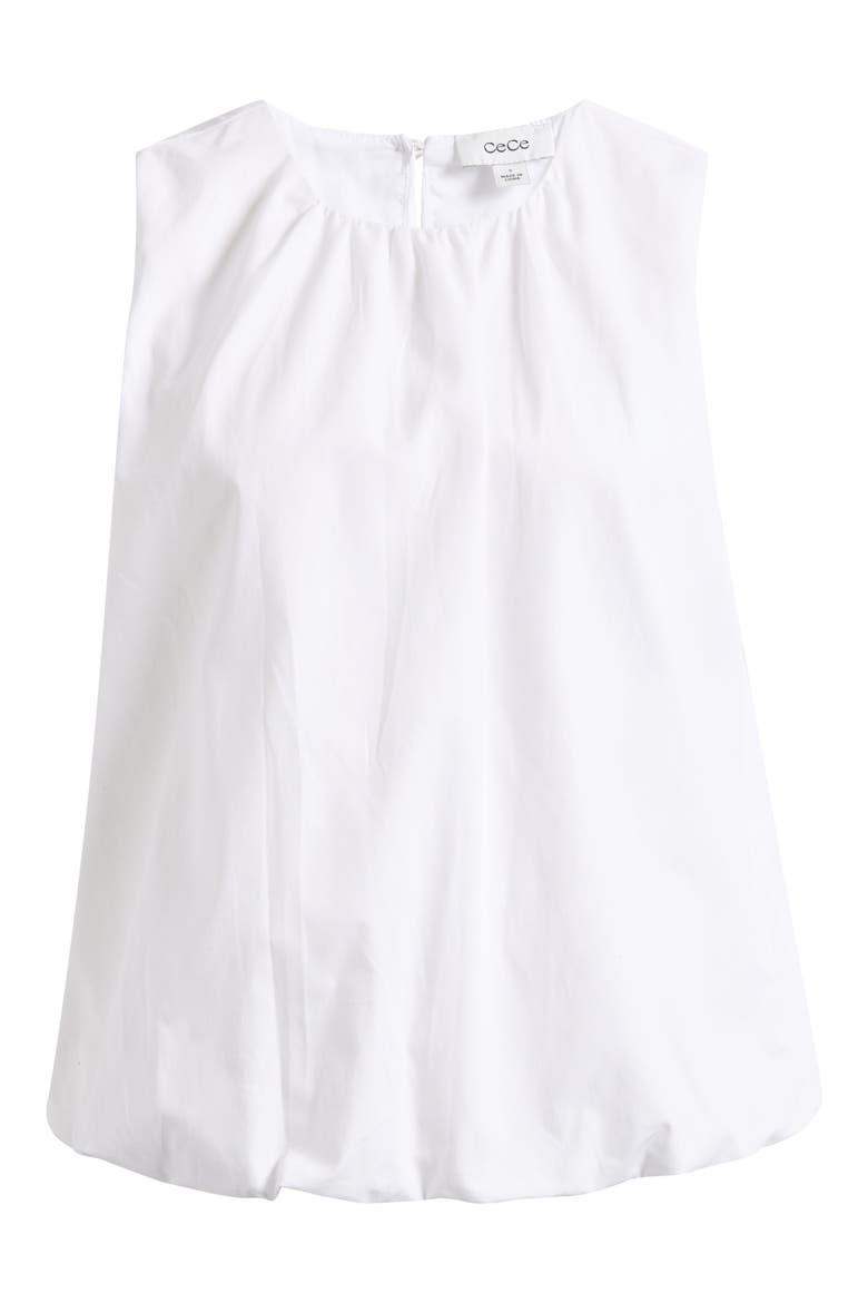 Cotton Poplin Bubble Top, Alternate, color, WHITE
