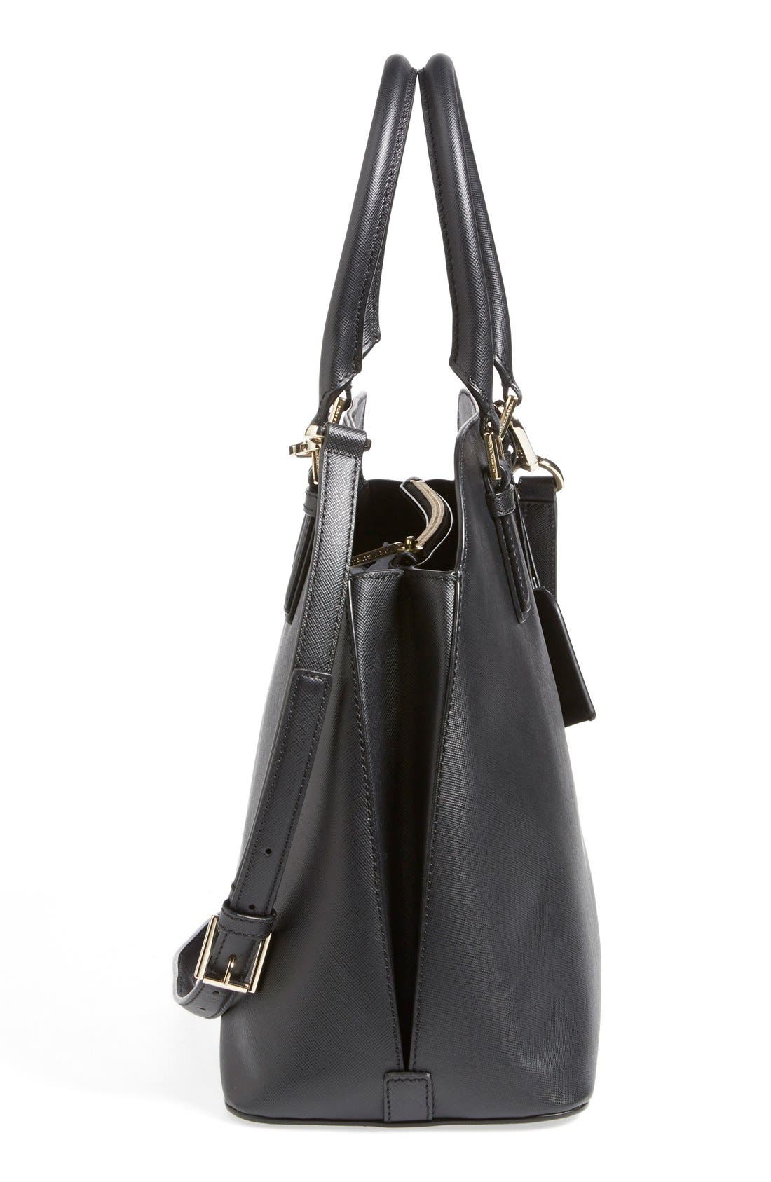 'Robinson' Leather Dome Satchel, Alternate, color, BLACK
