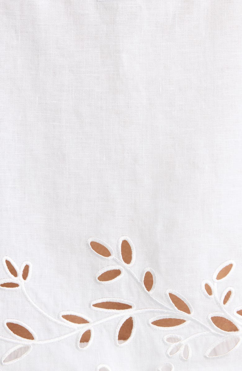 Lunya Embroidered Eyelet Linen Tank, Alternate, color, Sincere White