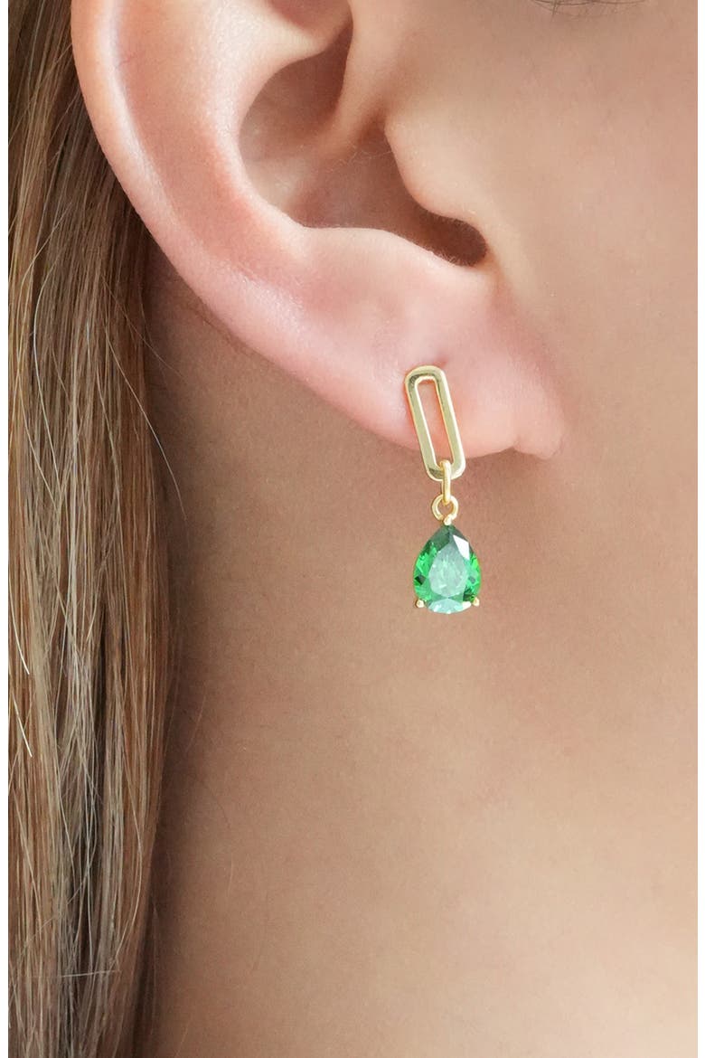 Cubic Zirconia Paper Clip Drop Earrings, Alternate, color, GOLD