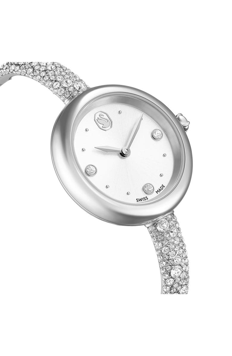 Swarovski Sublima Crystal Pavé Bangle Bracelet Watch, 28mm, Alternate, color, Silver