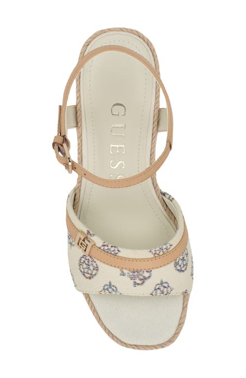 Guess Taani Platform Wedge Sandal In Off White Multi