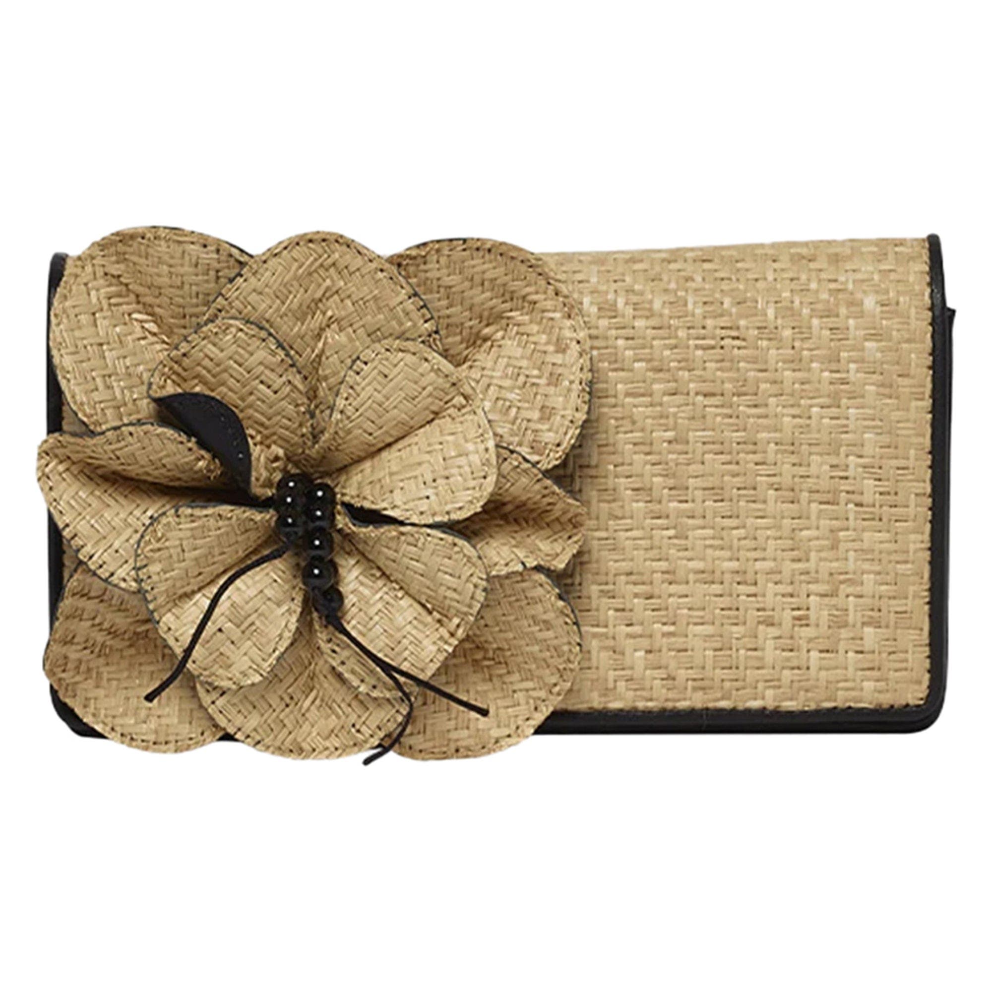 Raffia Flower Shoulder Bag, Alternate, color, Natural