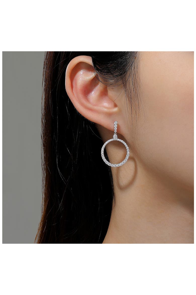 Open Circle Simulated Diamond Drop Earrings, Alternate, color, WHITE