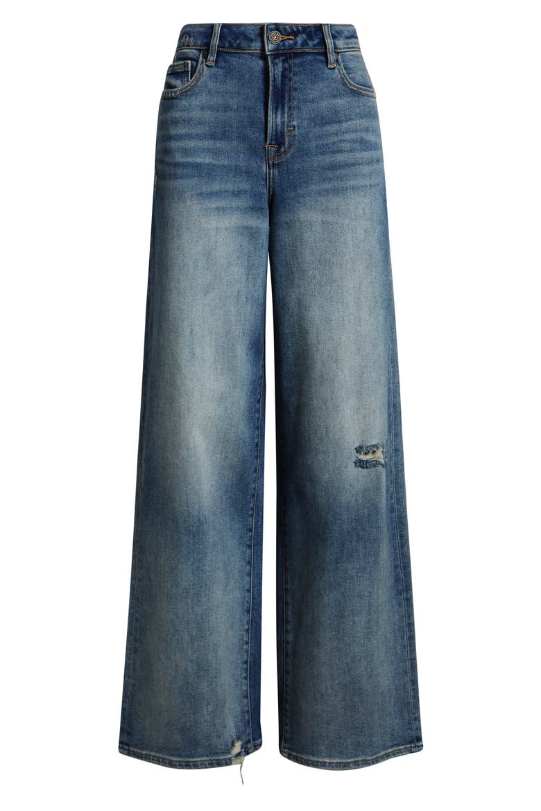 Ripped High Waist Wide Leg Jeans, Alternate, color, MEDIUM