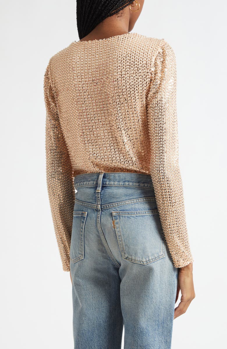 Ramy Brook Leon Sequin Cowl Neck Top, Alternate, color, Gold Beaded Mesh