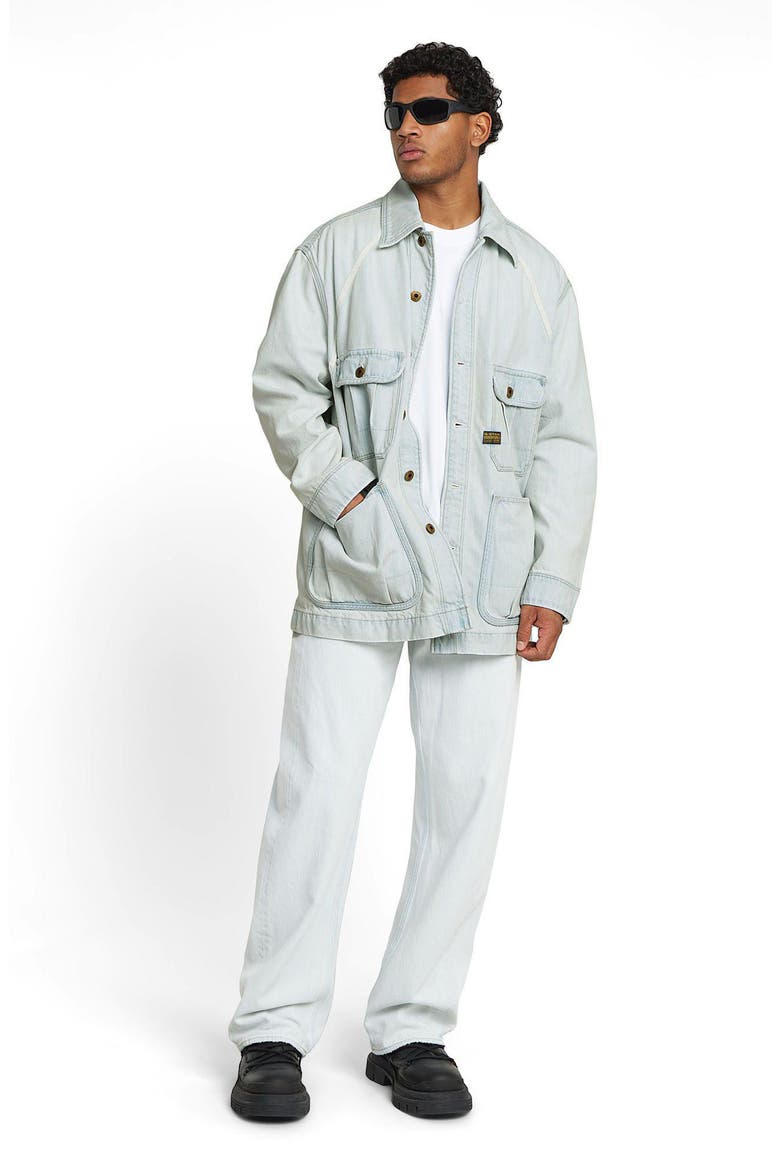 Oversize Cotton Denim Chore Coat, Alternate, color, BEACHED FADED CLIFTON BLUE