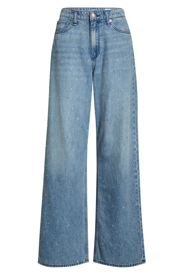 Logan High Waist Rhinestone Detail Wide Leg Jeans, Alternate, color, MARGO JEWEL