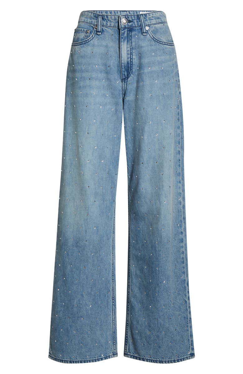 rag & bone Logan High Waist Rhinestone Detail Wide Leg Jeans, Main, color, Margo Jewel