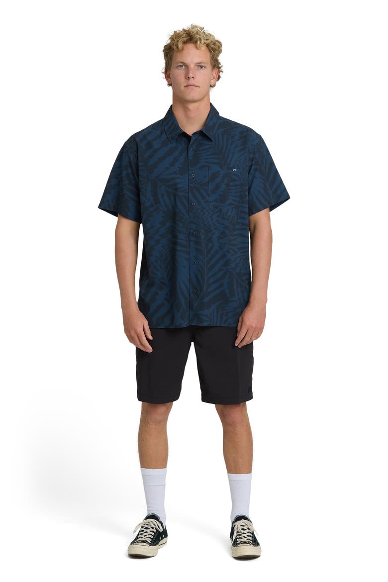 Surftrek Print Short Sleeve Button-Up Shirt, Alternate, color, MID BLUE